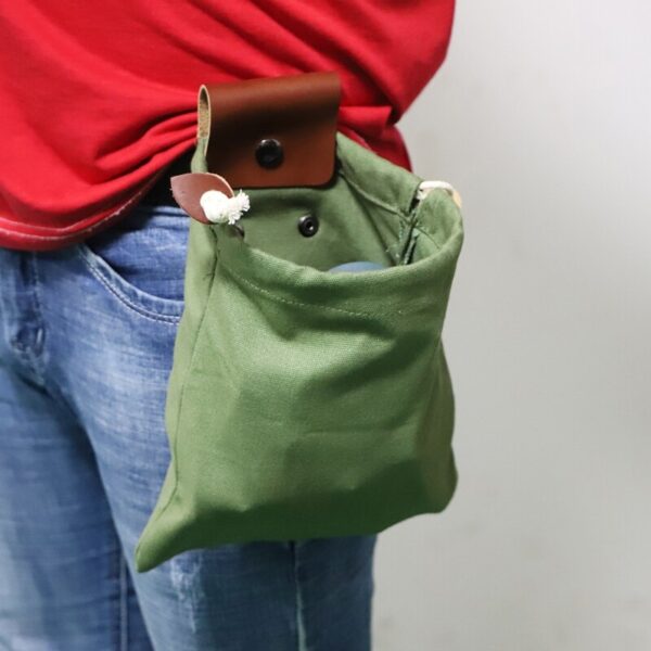 Leather Canvas Pouch Multifunctional Outdoor Foldable Foraging Bag Jungle Fruit Picking Storage Bags For Hiking Camping