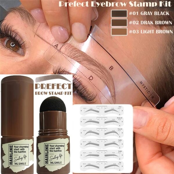 Kit de modelado de sellos de cejas de prefecto Plantillas de cejas Impermeable Forma de palo largo Sello de cejas Contorno natural duradero 2