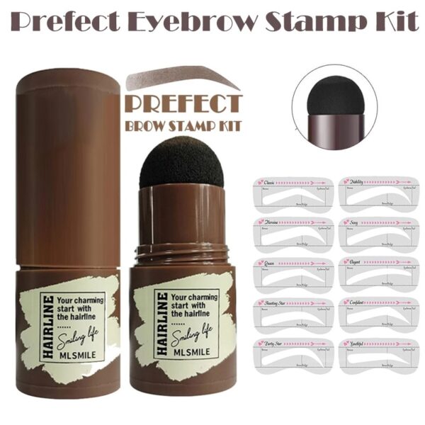 Prefect EyeBrow Stamp Shaping Kit Eyebrow Stencils Waterproof Long Stick Shape Stamp Brow Lasting Natural Contouring