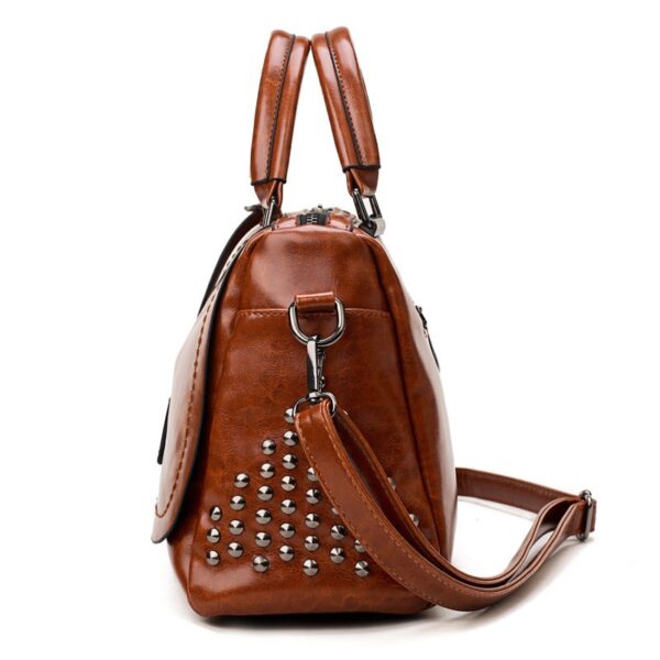 SMOOZA Vintage Boston Rivet PU Leather Luxury Handbags Women Messenger Bags Designer Shoulder Bag Female Tote 2