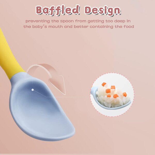 Silicone Spoon for Baby Utensils Set Auxiliary Food Toddler Learn To Eat Training Bendable Soft Fork 3