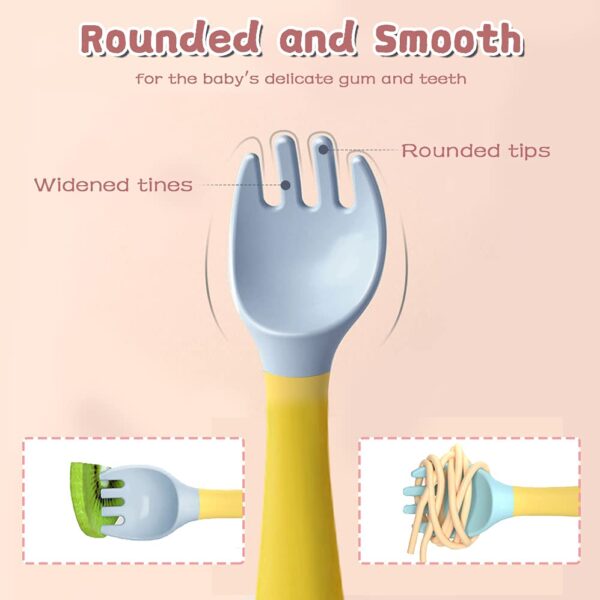 Silicone Spoon for Baby Utensils Set Auxiliary Food Toddler Learn To Eat Training Bendable Soft Fork 4