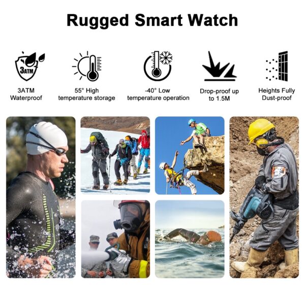 Smartwatch 2021 KOSPET ROCK Rugged Watch For Men Outdoor Sports Waterproof Fitness Tracker Blood Pressure Monitor 2