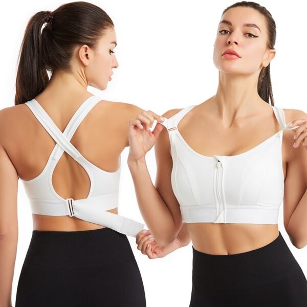 Soutien-gorge de sport pour femmes Sportswe Crop Top de sport Ceinture réglable Zipper Yoga Running Bras Push Up Vest 3