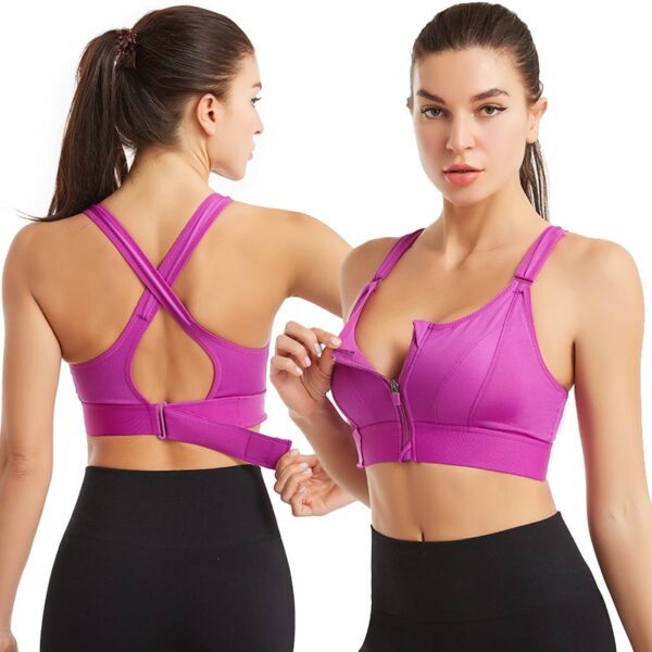 Soutien-gorge de Sport pour femmes, haut court, ceinture réglable, fermeture éclair, Yoga, course à pied, gilet Push Up 4