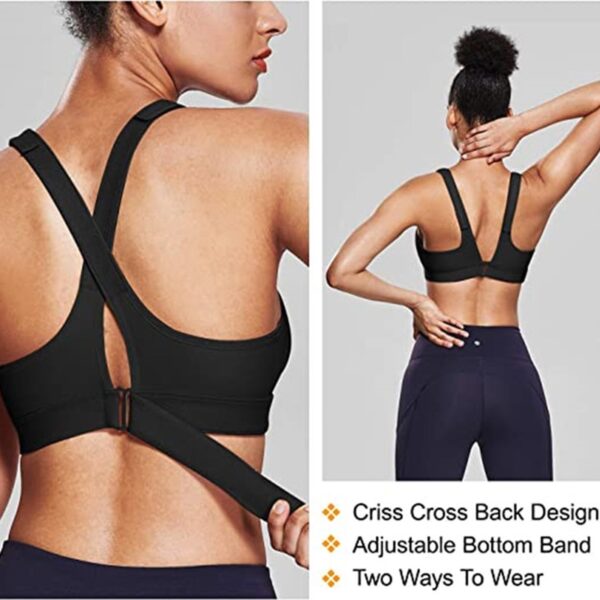 Soutien-gorge de sport pour femmes Sportswe Crop Top de sport Ceinture réglable Zipper Yoga Running Bras Push Up Vest 5