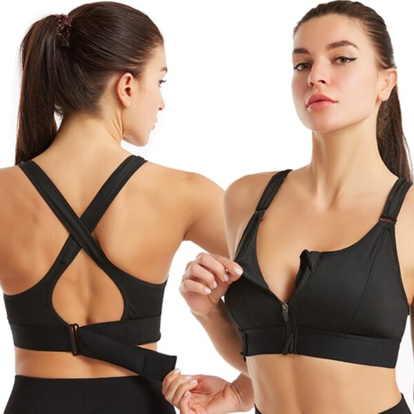 Sports Bra Women Sportswe Crop Sport Top Adjustable Belt Zipper Yoga Running Bras Push Up Vest