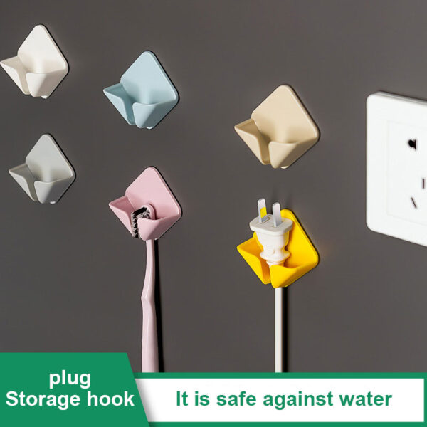 Storage Holders Racks Wall Hanging Hook Saving Racks Self Adhesive Folding Socket Kitchen Appliance Wire Plug 1