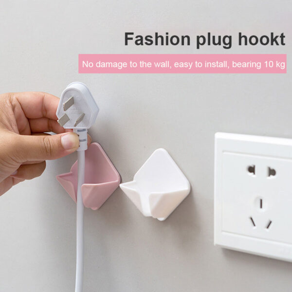 Storage Holders Racks Wall Hanging Hook Saving Racks Self Adhesive Folding Socket Kitchen Appliance Wire Plug 4