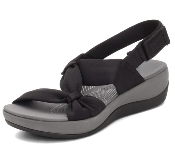 Sandals Mná 2021 Toe Dúnta Samhraidh Sandals Rómhánacha Mná Ardán Bow Dingeacha Sandals Mná Velcro Compordach 1