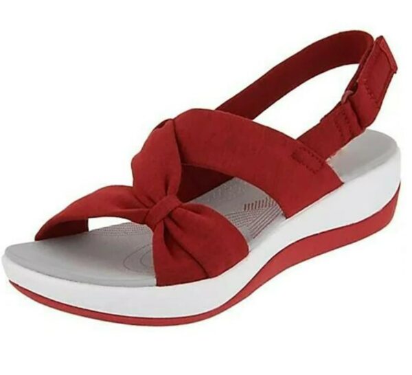 Women Sandals 2021 Summer Closed Toe Roman Sandals Women Bow Platform Wedges Sandals Women Velcro Comfortable 4