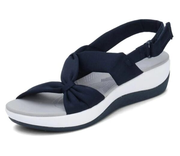 Sandals Mná 2021 Toe Dúnta Samhraidh Sandals Rómhánacha Mná Ardán Bow Dingeacha Sandals Mná Velcro Compordach