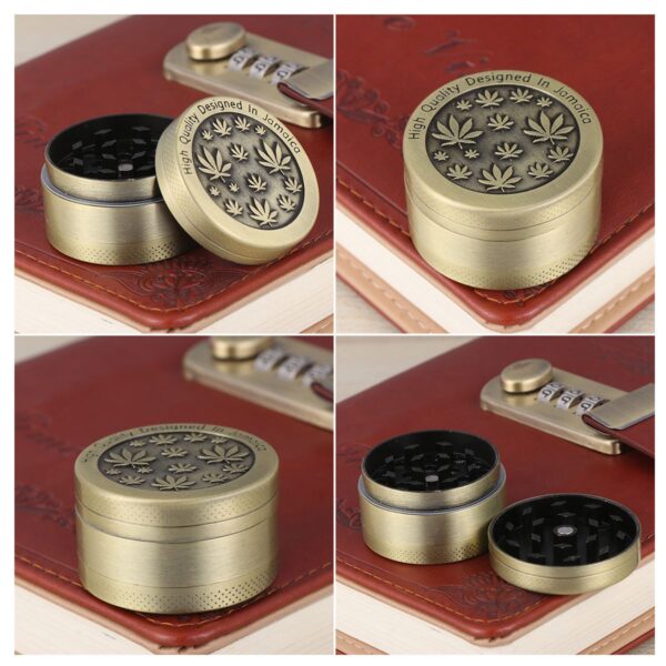 1PC 30 40MM 3 4 layer Metal Tobacco Grinder Zinc Alloy Smoke Cracker Delicate Leaves Pattern 1