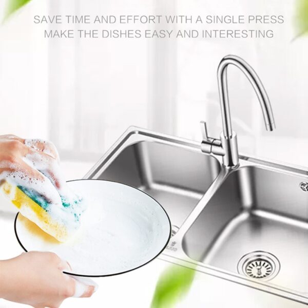 2 in 1 Scrubbing Liquid Detergent Dispenser Press type Liquid Soap Box Pump Organizer with Sponge 3