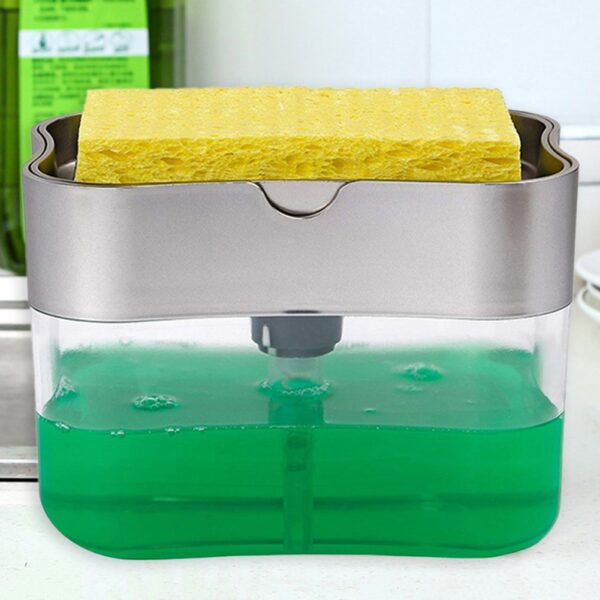 2 sa 1 Scrubbing Liquid Detergent Dispenser Press type Liquid Soap Box Pump Organizer nga adunay Sponge