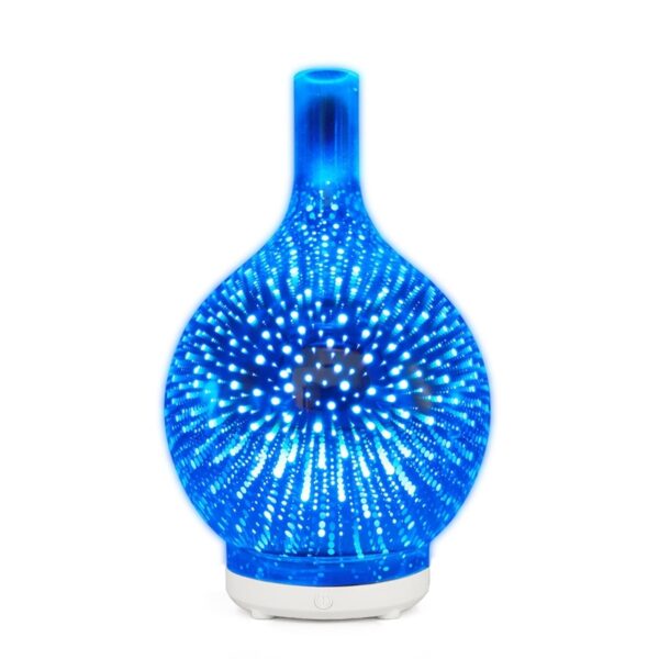 Humidifier Aeir Usb Gloine Tinte ealaíne 3D le Diffuser Ola Riachtanach Aroma Solais Oíche 7 Dath Faoi stiúir