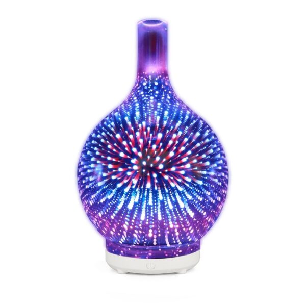 Humidificateur d'air Usb en verre de feu d'artifice 3D avec diffuseur d'huile essentielle d'arôme de veilleuse Led à 7 couleurs