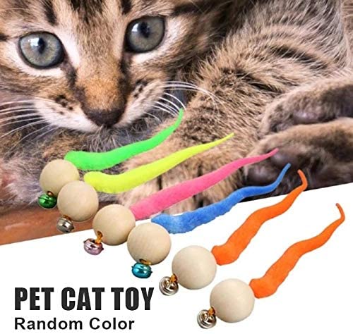 5 3 1PCS Wiggly Balls Cat Bell Toys New Cat Chewing Toys Wooden Ball Wiggly Tail 1