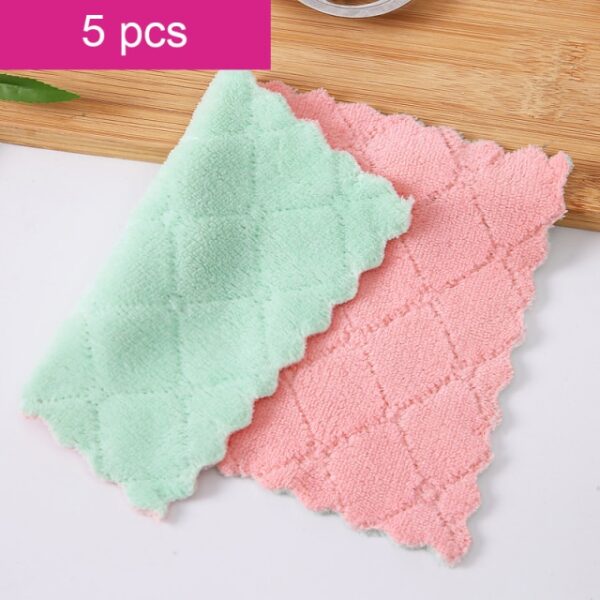 5pcs Saff doppju Assorbenti Microfiber Kitchen Dish Drapp Żejt Żejt tad-dar Tindif Drapp Imsaħ Xugaman 6.jpg 640x640 6