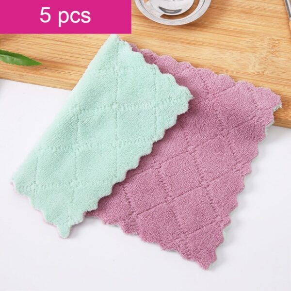 5pcs Haen dwbl Amsugnol Microfiber Dysgl Cegin Brethyn Di-ffon Olew Glanhau Cartref Cloth sychu Tywel 7.jpg 640x640 7