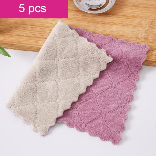 5pcs Haen dwbl Amsugnol Microfiber Dysgl Cegin Brethyn Di-ffon Olew Glanhau Cartref Cloth sychu Tywel 8.jpg 640x640 8