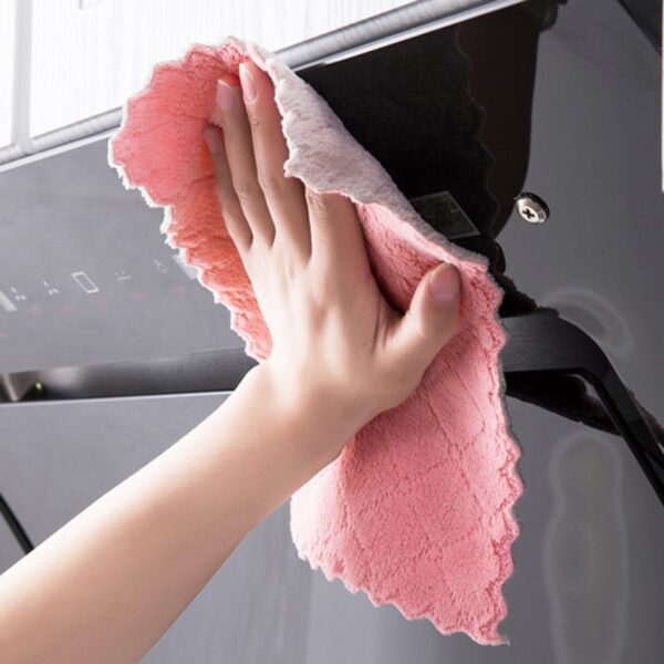 5pcs Double layer Absorbent Microfiber Kitchen Dish Cloth Non stick Oil Household Cleaning Cloth Wiping Towel 9
