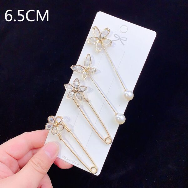 6 stuks 4 stuks stel Pêrels Broche Tightening Tailleband Pin Kleiner Openning Bottom Broches Rhinestone Metal Diy Finding 2