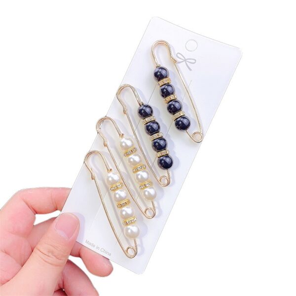 6pcs 4pcs set Pearls Brooch Tightening Waistband Pin Smaller Openning Bottom Brooches Rhinestone Metal Diy ຊອກຫາ 4