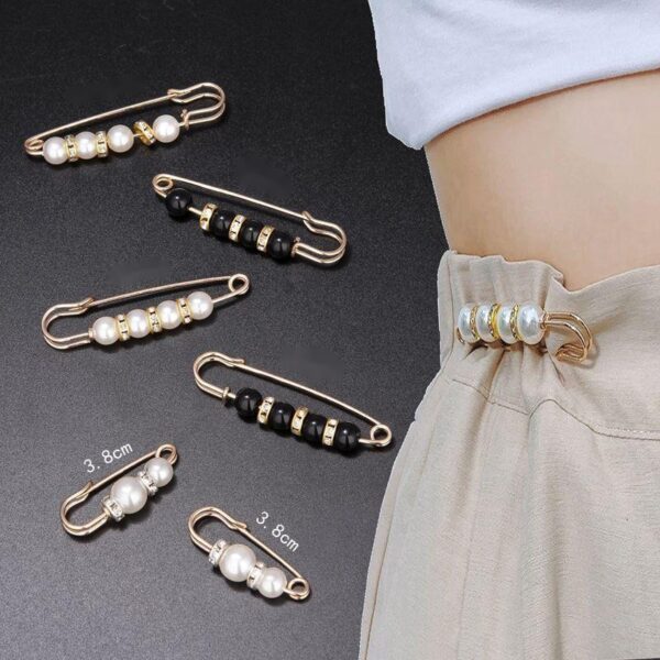 6pcs 4pcs set Pearls Brooch Tightening Waistband Pin Smaller Openning Bottom Brooches Rhinestone Metal Diy ຊອກຫາ