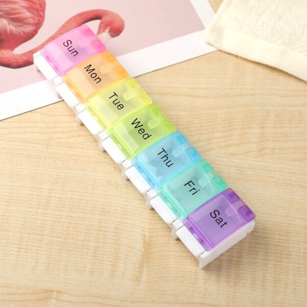 7 Hnub Txhua Lub Limtiam Pills Box Tablet Holder Storage Case Tshuaj Tshuaj Ntim Ntim Mini 7 Cells Pill