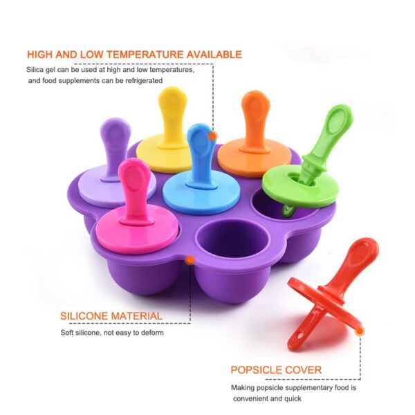 7 Holes Silicone Mini Ice Pops Mold Ice Cream Ball Lolly Maker Popsicle Molds Baby Diy 2