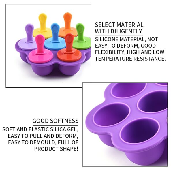 7 bPoll Mionphíopaí Oighir Silicone Múnla Uachtar Reoite Ball Déantóir Lolly Déantóir Múnlaí Popsicle Baby Diy 3