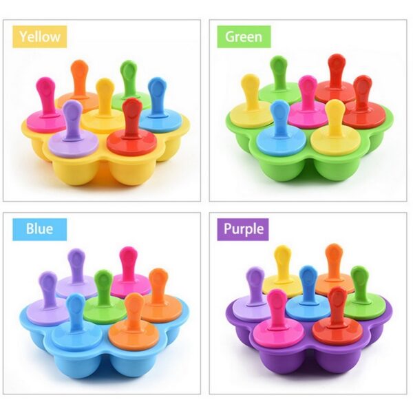 7 agujeros de silicona mini molde para paletas de hielo bola de helado fabricante de paletas moldes para paletas bebé Diy 4