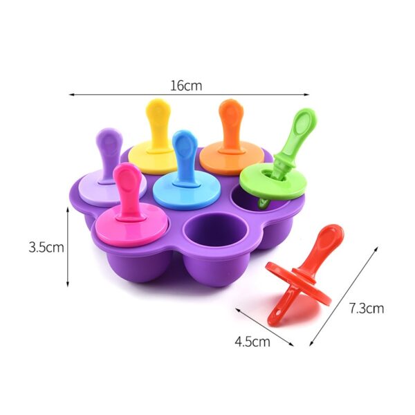 7 Holes Silicone Mini Ice Pops Mold Ice Cream Ball Lolly Maker Popsicle Molds Baby Diy 5