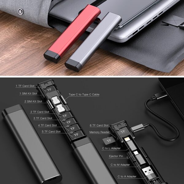 IPhone Xiaomi 9 үчүн 1 In 1 Multi function Smart Adapter Card сактоо кутусу USB Cable Stick