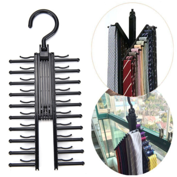 Ajustable 360 ​​grados giratorio 20 filas Tie Rack Cinturón de calidad superior Bufanda Corbatas Soporte para suspensión Multifuncional 3