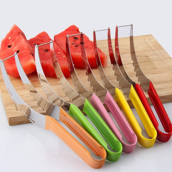 Basedidea Watermelon Slicer Stainless Steel Easy Watermelon Cutter with Anti slid Cover Fast Melon Cutters 3