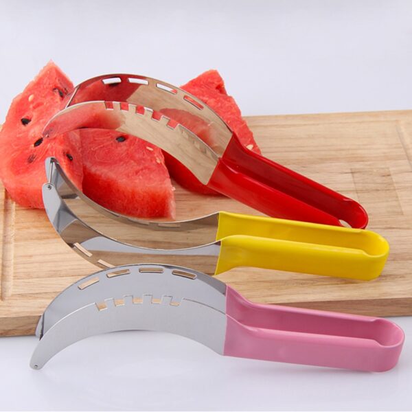 Basedidea Watermelon Slicer เครื่องตัดแตงโมสแตนเลสแบบง่ายพร้อมฝาปิดป้องกันการสไลด์ Fast Melon Cutters 4