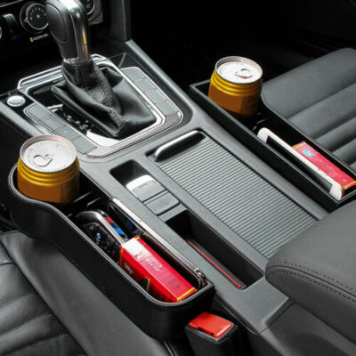 Car Seat Gap Slit Pocket Catcher Organizer PU Leather Storage Box Phone Bottle Cups Holder Auto