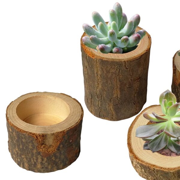 Creative Wooden Candlestick Succulent Plant Pot Tray Candle Holder Table Desktop Decoration Rustic Thanksgiving Decor Indoor 4