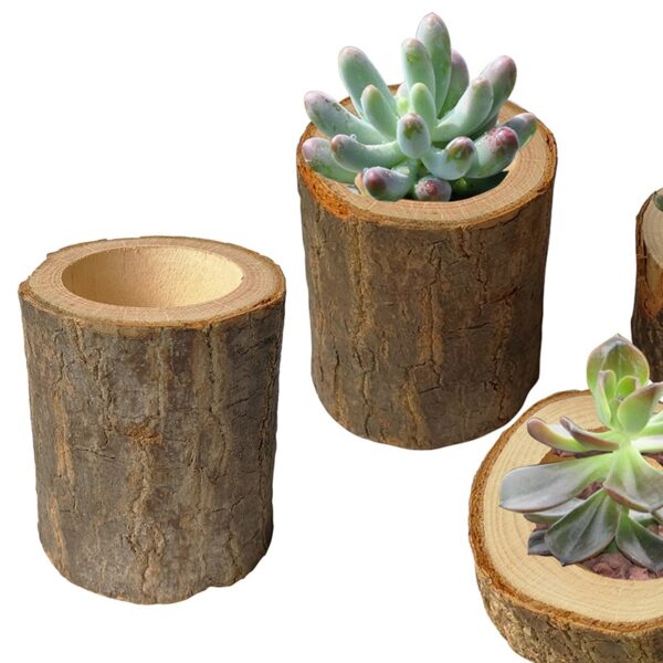 Creative Wooden Candlestick Succulent Plant Pot Tray Candle Holder Table Desktop Decoration Rustic Thanksgiving Decor Indoor 5