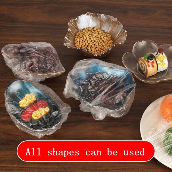 Disposable Food Cover Plastic Wrap Elastic Food Lids For Fruit Bowls Cups Caps Storage Kitchen Fresh 2