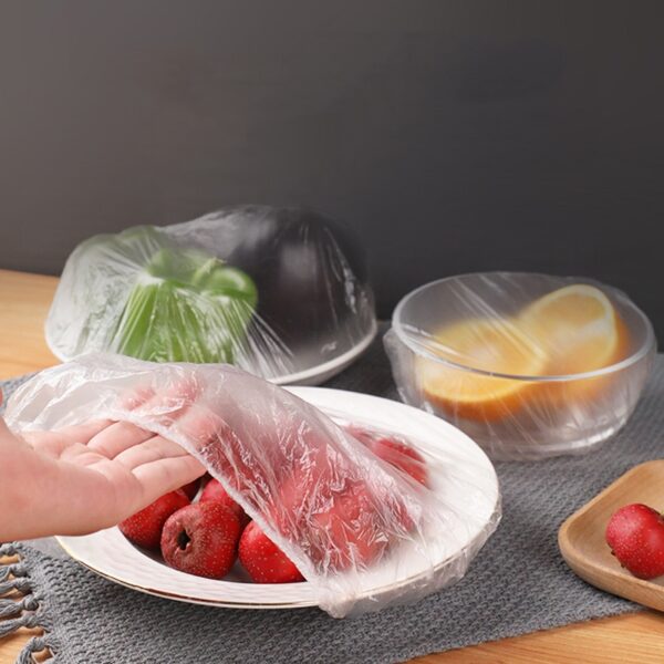 Disposable Food Cover Plastic Wrap Elastic Food Lids For Fruit Bowls Cups Caps Storage Kitchen Fresh