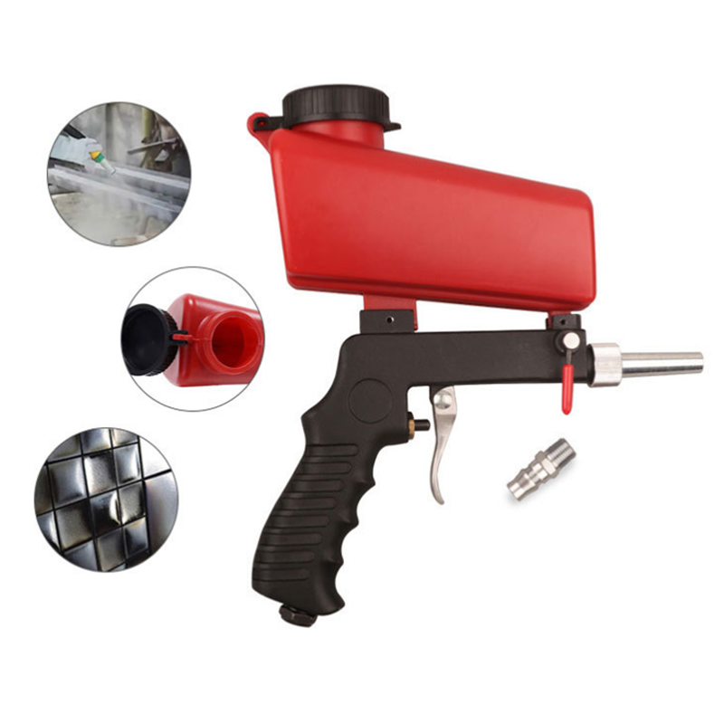 Portable Gravity Sand Blasting Gun Pneumatic Small Machine 90psi Adjustable Flow 