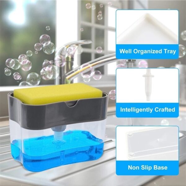 Hot 2 in 1sponge Rack Soap Dispenser Soap Dispenser And Sponge Caddy Bathroom Soap Organizer Dish 2