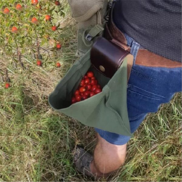 Sac Bushcraft en cuir et toile, pochette de recherche de nourriture en toile pour la randonnée, trésors coquillages, boucle facile avec ceintures 1