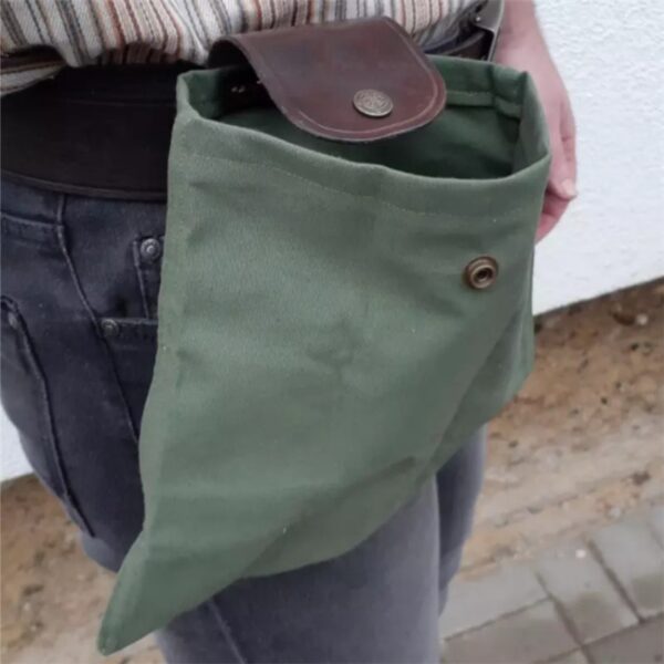 Sac Bushcraft en cuir et toile, pochette de recherche de nourriture en toile pour la randonnée, trésors coquillages, boucle facile avec ceintures 2