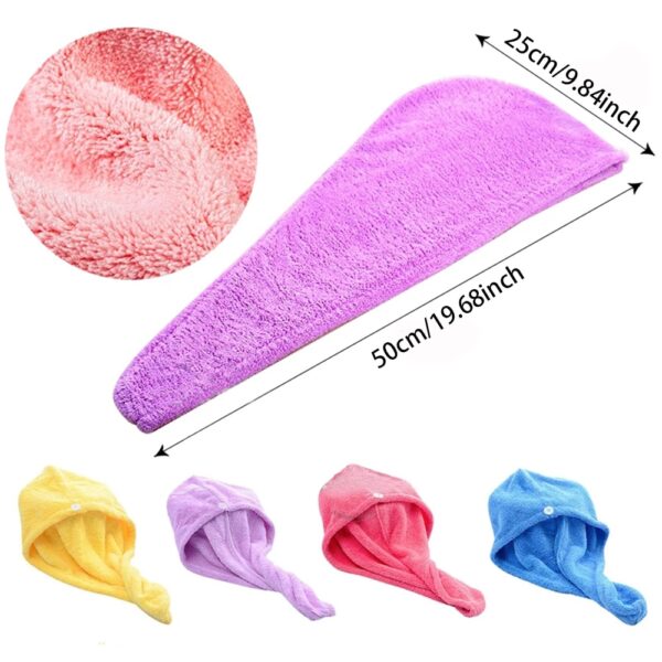 Microfiber Dry Hair Cap Shower Cap Strong Water absorbent triangle okpu nwa agbọghọ na-asa ntutu ọsọ ọsọ 3