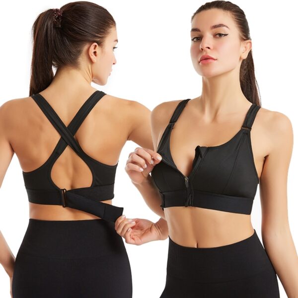 Of Women s Sports Bra Gathered Without Steel Ring Adjustable Belt Front Zipper Yoga Running Vest 5