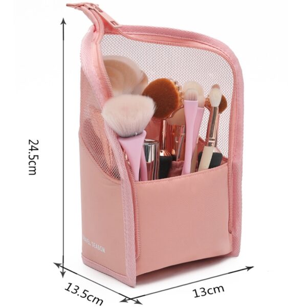 PURDORED 1 Pc Stand Cosmetic Bag for Women Clear Zipper Makeup Bag Travel Female Makeup Brush 5